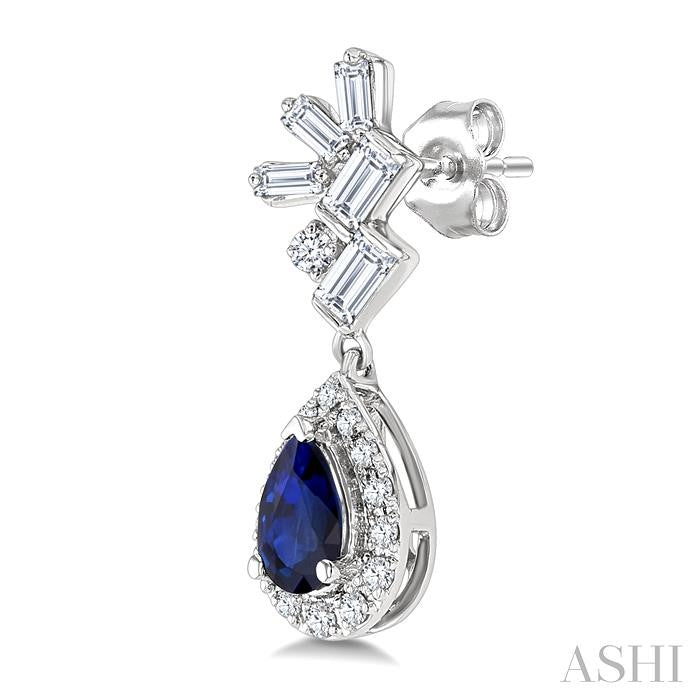 ASHI Pear Shape Gemstone & Halo Scatter Diamond Earrings 59275PPTGERSPWG