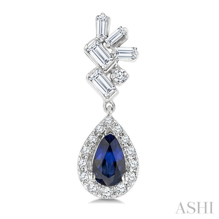 ASHI Pear Shape Gemstone & Halo Scatter Diamond Earrings 59275PPTGERSPWG
