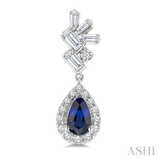 ASHI Pear Shape Gemstone & Halo Scatter Diamond Earrings 59275PPTGERSPWG