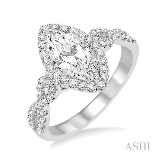 ASHI Marquise Shape Halo Diamond Engagement Ring 232C1PPFVWG-LE