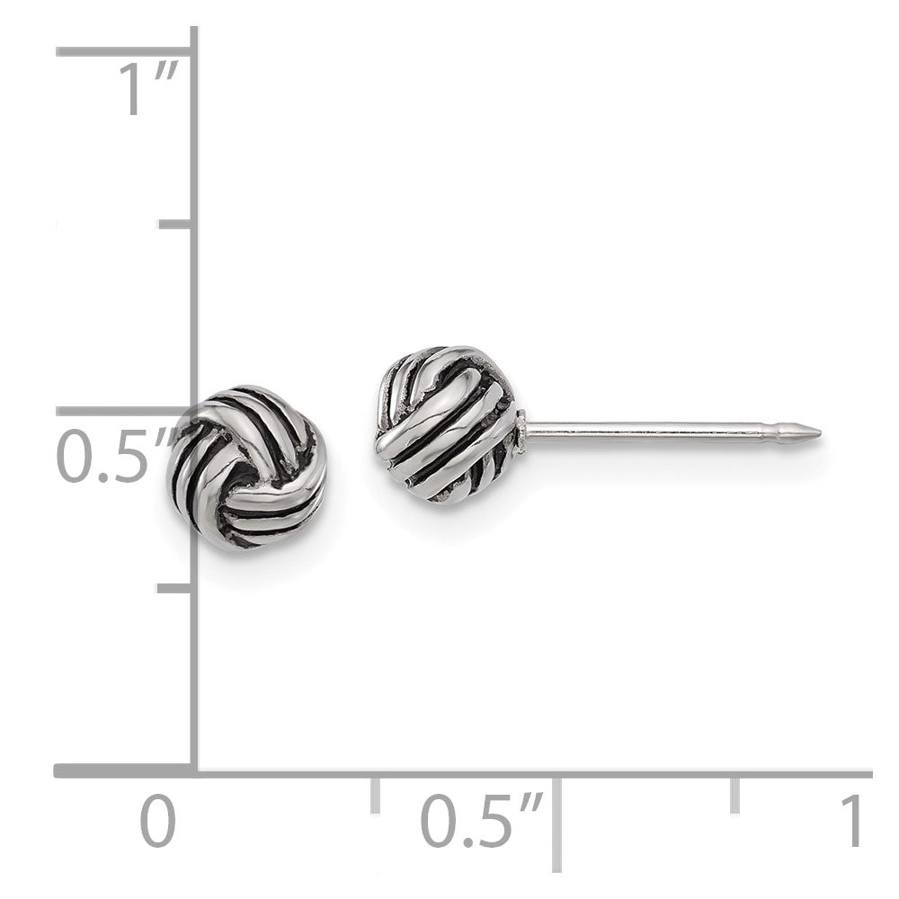594E Inverness Stainless Steel Antiqued Love Knot Post Earrings