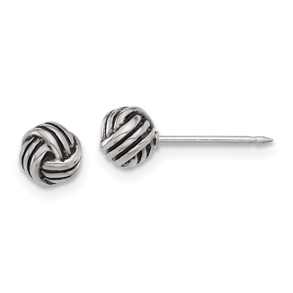 594E Inverness Stainless Steel Antiqued Love Knot Post Earrings