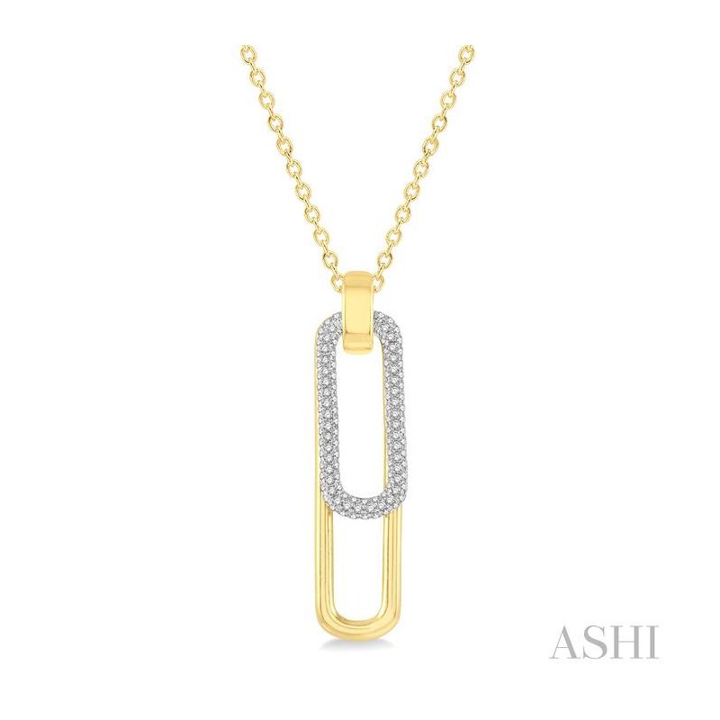 ASHI Paper Clip Diamond Fashion Pendant 637B4PPFGPDYW
