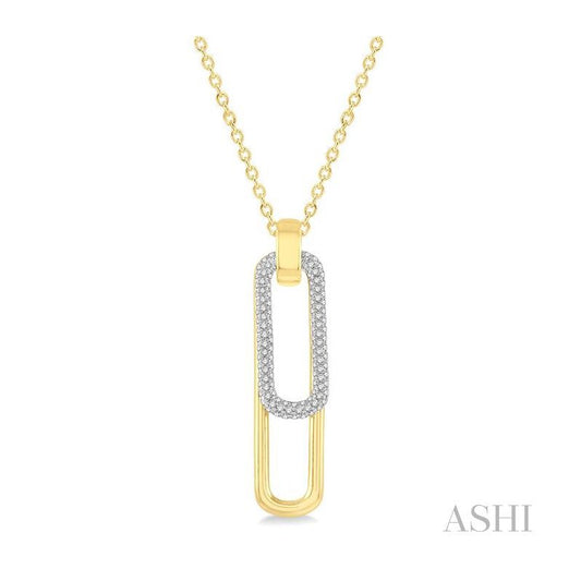 ASHI Paper Clip Diamond Fashion Pendant 637B4PPFGPDYW