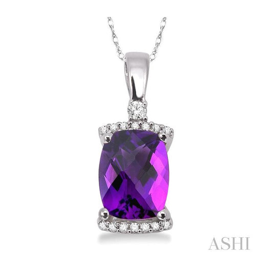 ASHI Cushion Shape Gemstone & Diamond Pendant 60918PPFNPDAMWG