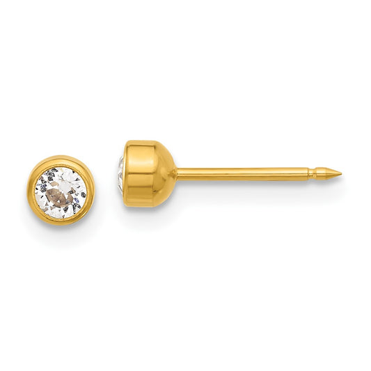 5E Inverness 14K Polished 4mm Crystal Bezel Post Earrings