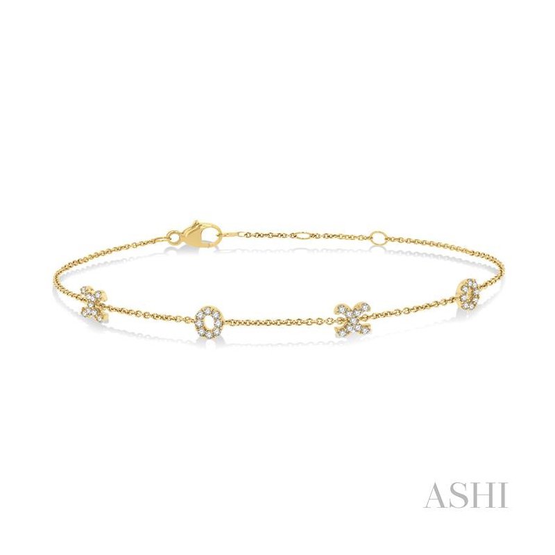 ASHI X & O Diamond Station Chain Bracelet 709C0PPTSYG