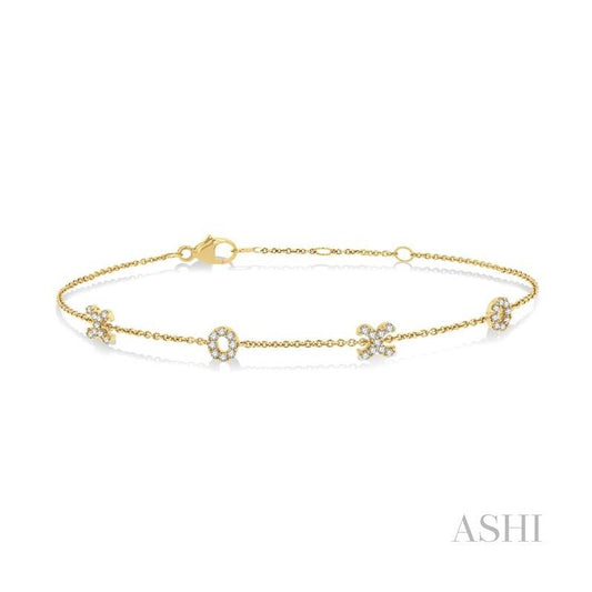 ASHI X & O Diamond Station Chain Bracelet 709C0PPTSYG