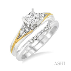 ASHI Princess Shape Diamond Wedding Set 14843PPFHWY-WS