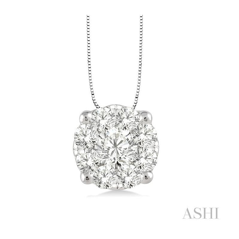 ASHI Round Shape Lovebright Essential Diamond Solitaire Pendant 91755PPFGPDWG