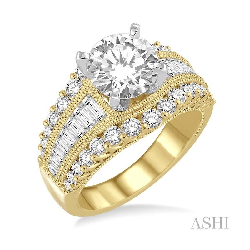 ASHI Round Shape Semi-Mount Diamond Engagement Ring 200A0PPFRYW-SM-1.40