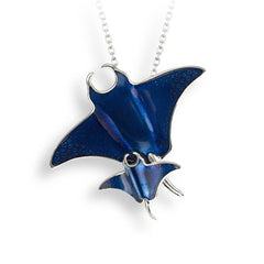 Ocean City Collection Sterling silver blue enamel manta ray necklace NN0369