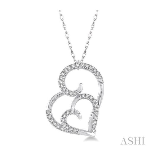 ASHI Double Heart Shape Diamond Fashion Pendant 93848PPTSPDWG