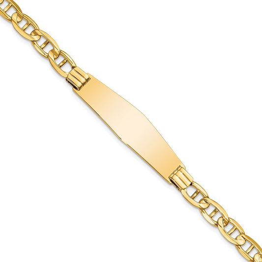 Quality Gold 14k Anchor Link Soft Diamond Shape ID Bracelet LID79C