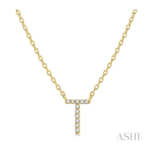 ASHI Block 'T' Initial Diamond Pendant 912F9PPFSPDYG-T
