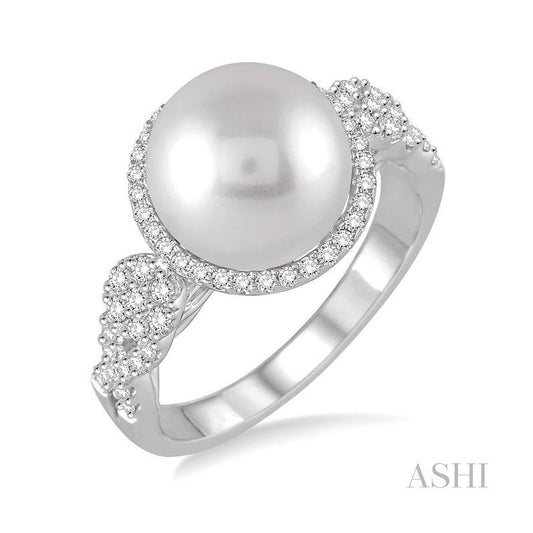 ASHI Pearl & Halo Diamond Fashion Ring 55914PPFHWPWG
