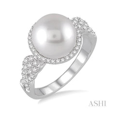 ASHI Pearl & Halo Diamond Fashion Ring 55914PPFHWPWG