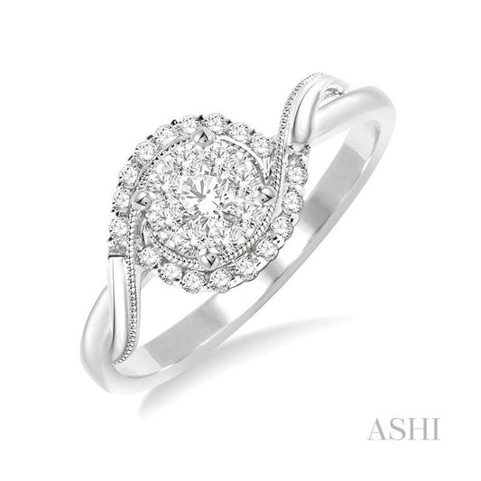 ASHI Round Shape Halo Lovebright Diamond Engagement Ring 15955PPFVWG-LE
