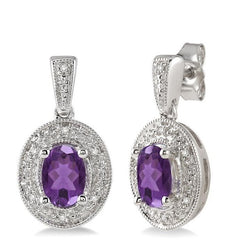 Parkplace Jewelers Silver Oval Shape Gemstone & Diamond Earrings 88128PPSSAMSLER