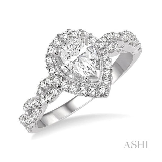 ASHI Pear Shape Halo Diamond Engagement Ring 262F2PPFVWG-LE
