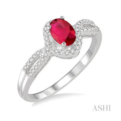 ASHI Oval Shape Gemstone & Diamond Ring 40718PPTSRBWG