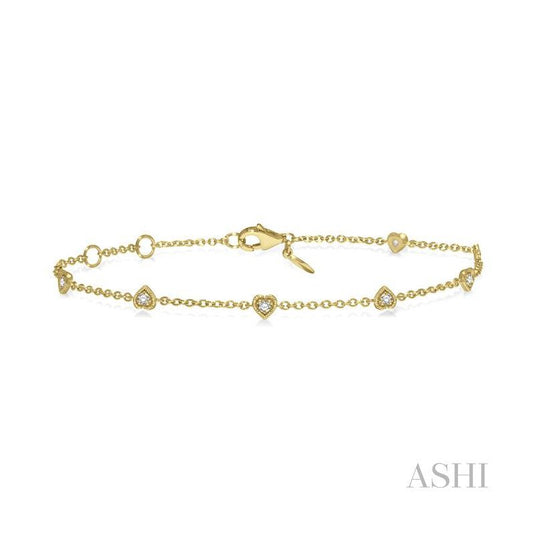 ASHI Heart Shape Diamond Station Chain Bracelet 706C0PPTGYG