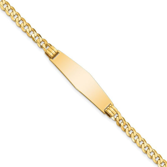 Quality Gold 14K Curb Link Soft Diamond Shape ID Bracelet LID62C