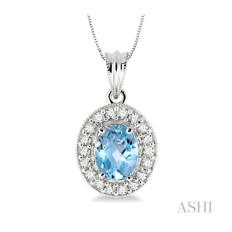 ASHI Oval Shape Gemstone & Halo Diamond Pendant 58215PPFNPDAQWG
