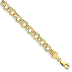 Quality Gold 10k Hollow Double Link Charm Bracelet 10DO542