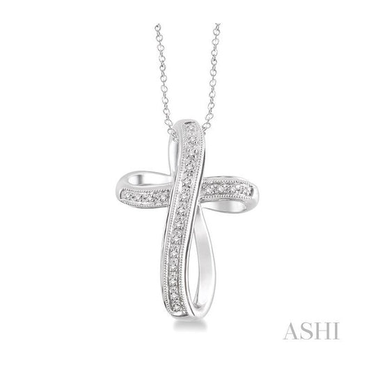 ASHI Silver Cross Diamond Pendant 86498PPSSSLPD