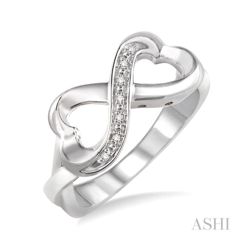ASHI Silver Infinity Heart Shape Diamond Fashion Ring 87839PPSSSLRG