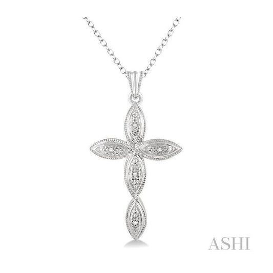 ASHI Silver Cross Diamond Pendant 86839PPSSSLPD