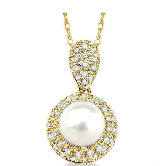 Parkplace Jewelers Pearl & Halo Diamond Pendant 56626PPFSPDYG