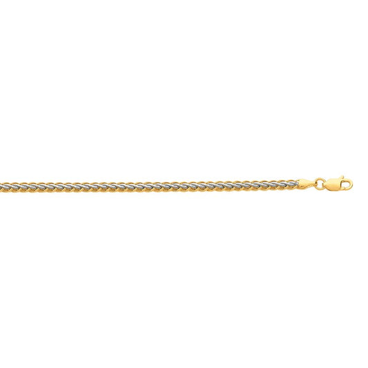 Royal Chain 10K 7.25in Two-Tone Gold Polished Bracelet with Lobster Clasp 068TFW