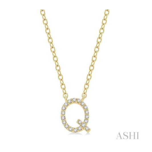 ASHI Block 'Q' Initial Diamond Pendant 912F9PPTSPDYG-Q