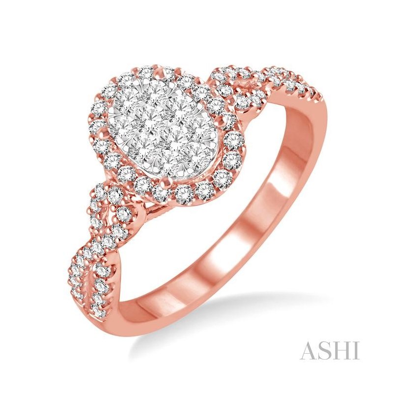 ASHI Oval Shape Halo Lovebright Diamond Engagement Ring 13123PPFHPW