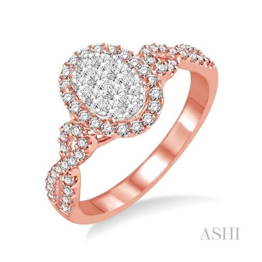 ASHI Oval Shape Halo Lovebright Diamond Engagement Ring 13123PPFHPW