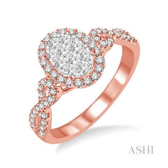 ASHI Oval Shape Halo Lovebright Diamond Engagement Ring 13123PPFHPW
