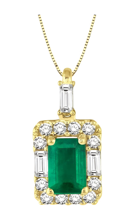 Parkplace Jewelers Emerald Shape Gemstone & Halo Diamond Pendant 58495PPFHPDEMYG