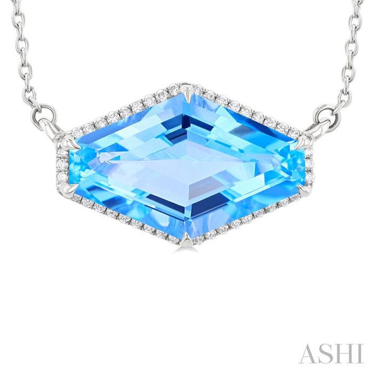 ASHI Hexagon Shape Gemstone & Halo Diamond Pendant 60310PPFHNKBTWG