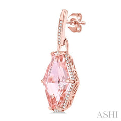 ASHI Hexagon Shape Gemstone & Halo Diamond Earrings 60316PPFHERMOPG