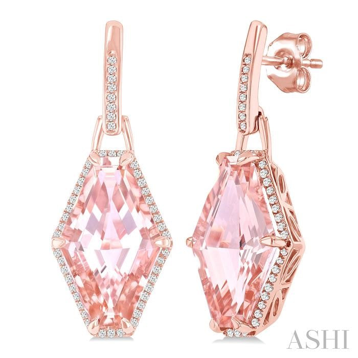 ASHI Hexagon Shape Gemstone & Halo Diamond Earrings 60316PPFHERMOPG