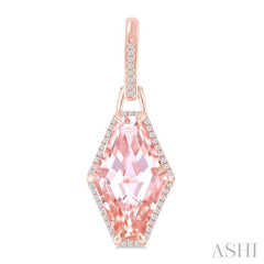 ASHI Hexagon Shape Gemstone & Halo Diamond Earrings 60316PPFHERMOPG