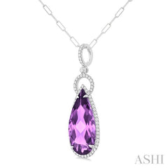 ASHI Pear Shape Gemstone & Halo Diamond Pendant 60325PPFHPDAMWG
