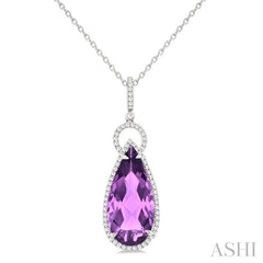ASHI Pear Shape Gemstone & Halo Diamond Pendant 60325PPFHPDAMWG