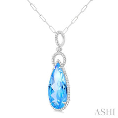 ASHI Pear Shape Gemstone & Halo Diamond Pendant 60325PPFHPDBTWG