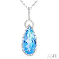 ASHI Pear Shape Gemstone & Halo Diamond Pendant 60325PPFHPDBTWG