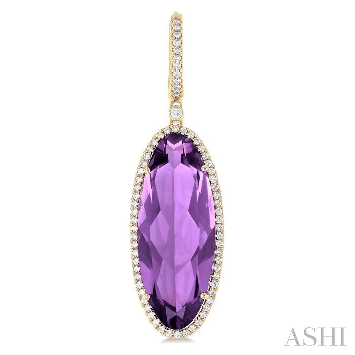 ASHI Oval Shape Gemstone & Halo Diamond Earrings 60333PPFHERAMYG