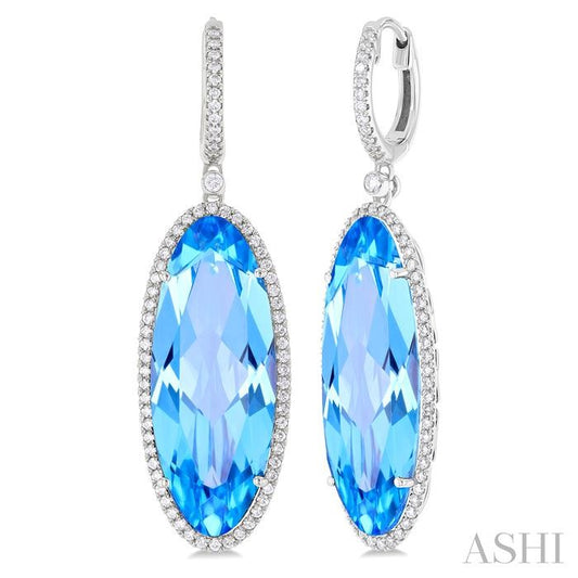 ASHI Oval Shape Gemstone & Halo Diamond Earrings 60333PPFHERBTWG