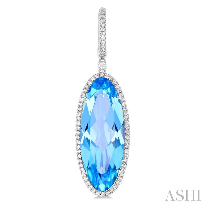 ASHI Oval Shape Gemstone & Halo Diamond Earrings 60333PPFHERBTWG